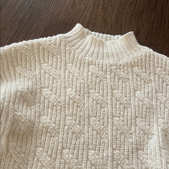 J. Crew Cream Cable-Knit Mock Neck Sweater - Picture 3 of 4